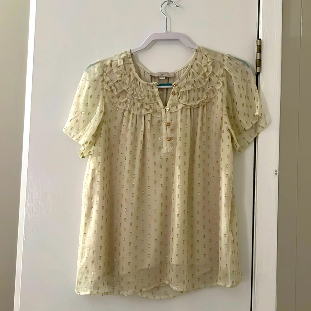 Loft women’s top gold and white